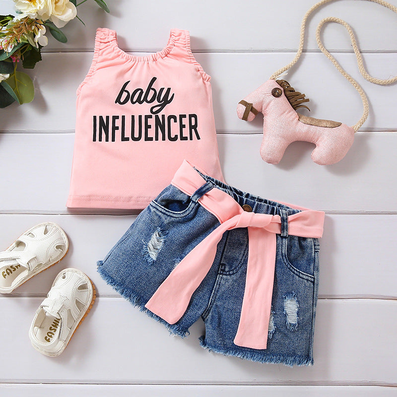 Summer Bliss - Tank Top And Denim Short Set