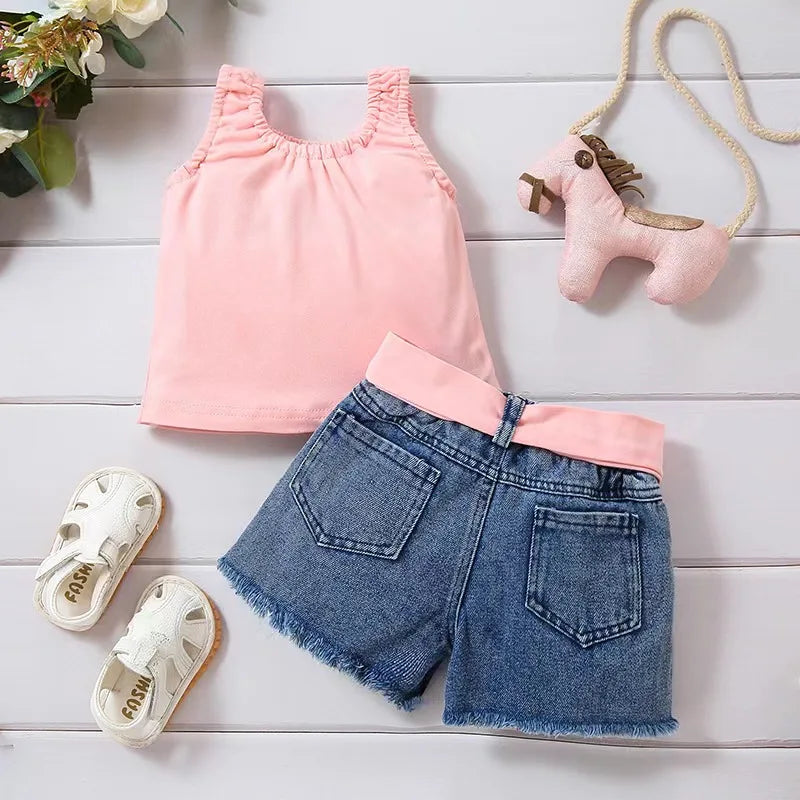 Summer Bliss - Tank Top And Denim Short Set