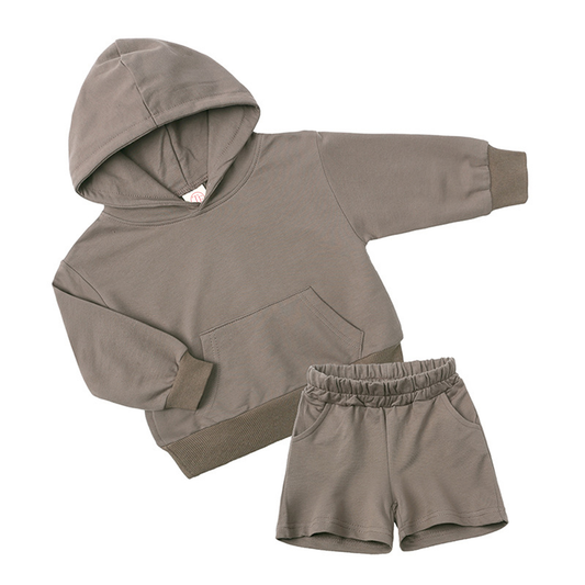 Active Tots' Hoodie & Shorts Set - Khaki
