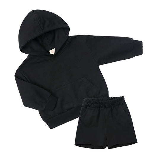 Active Tots' Hoodie & Shorts Set - Black