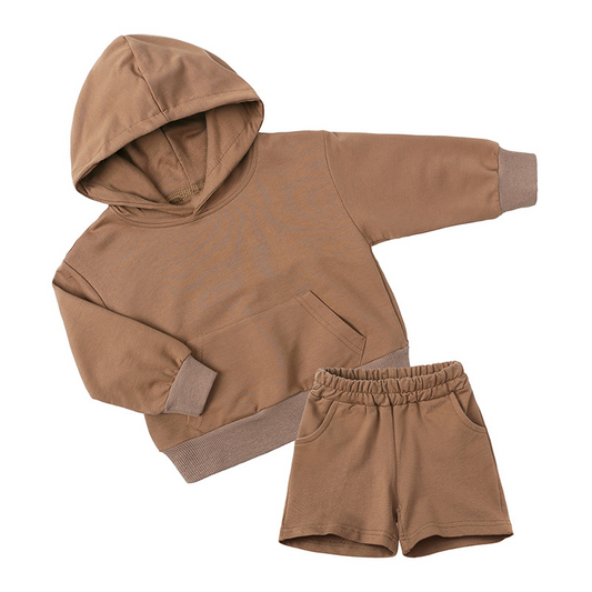 Active Tots' Hoodie & Shorts Set - Macadamia