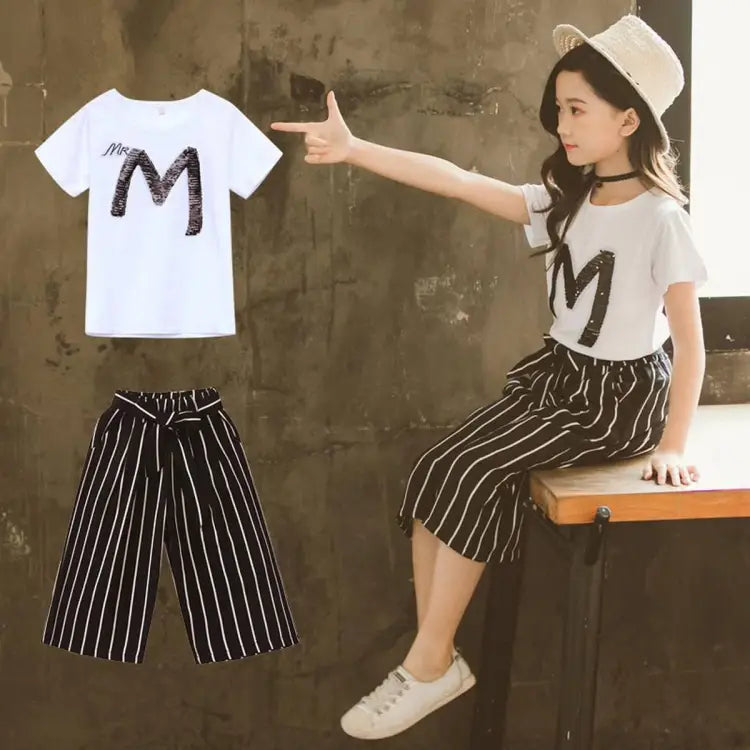 Sunny Striped Pants And T-shirt Set