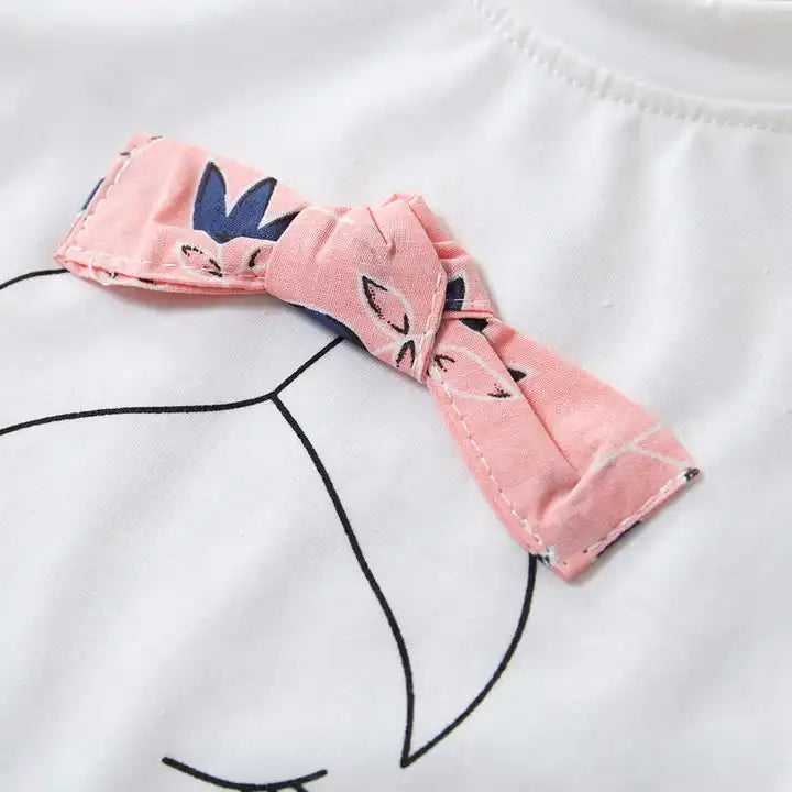 Sweet Pink Shirt And Short Set - White/pink