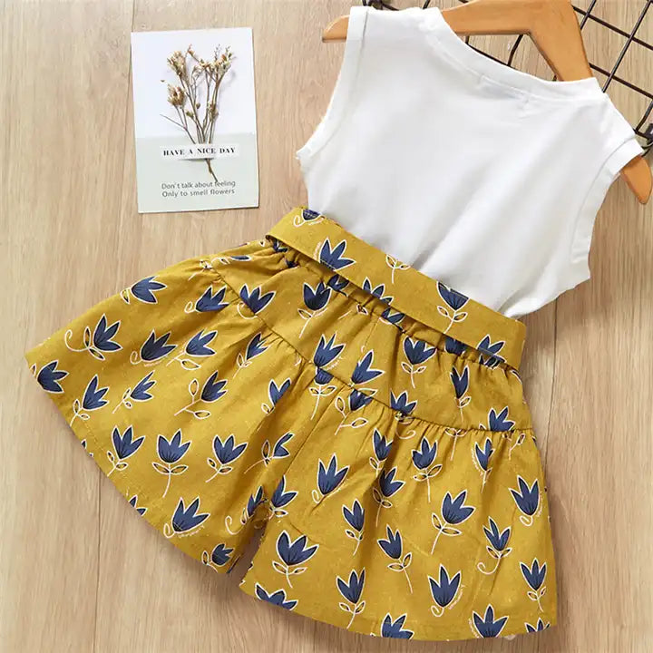 Sunny Day Shirt And Short Set - Yellow/White