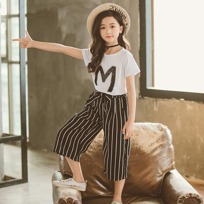 Sunny Striped Pants And T-shirt Set