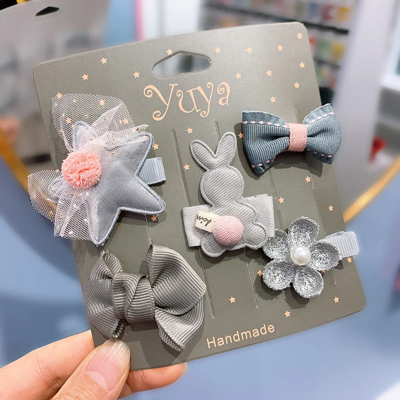 Hair clip set - Grey stars