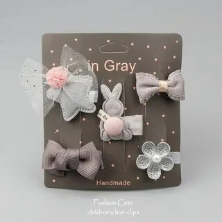 Hair clip set - Grey stars