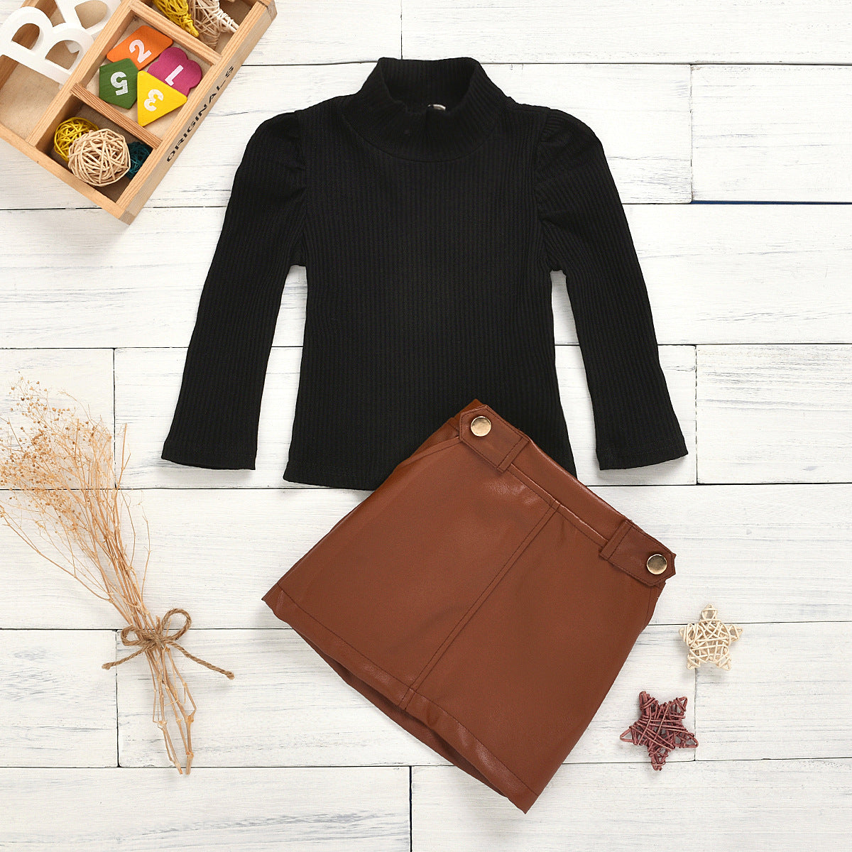 Snuggle Up Sweater And Leather skirt Set
