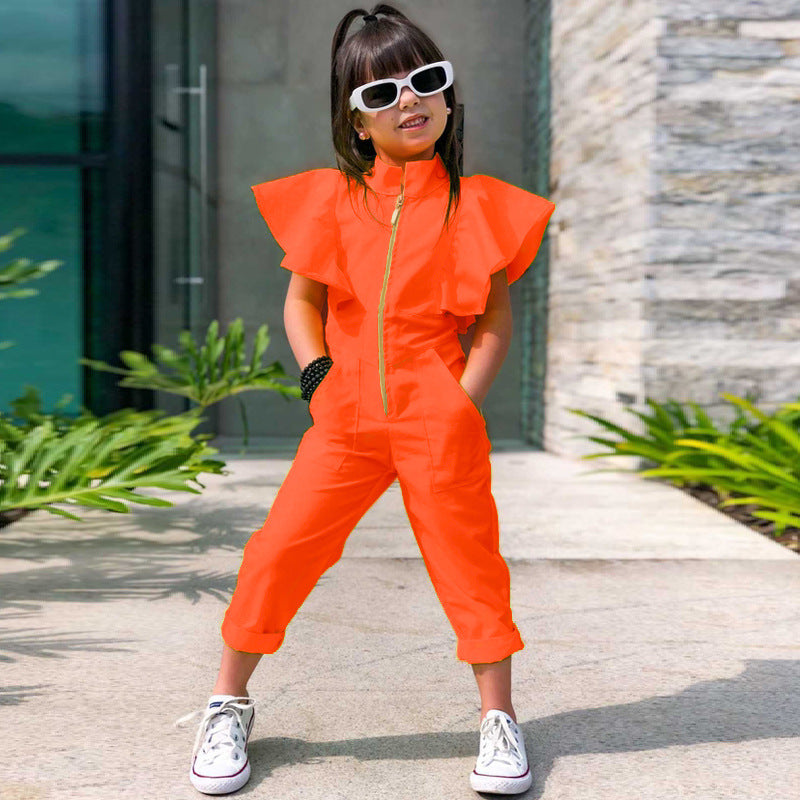 Sleeveless Jumpsuit - Vibrant Orange